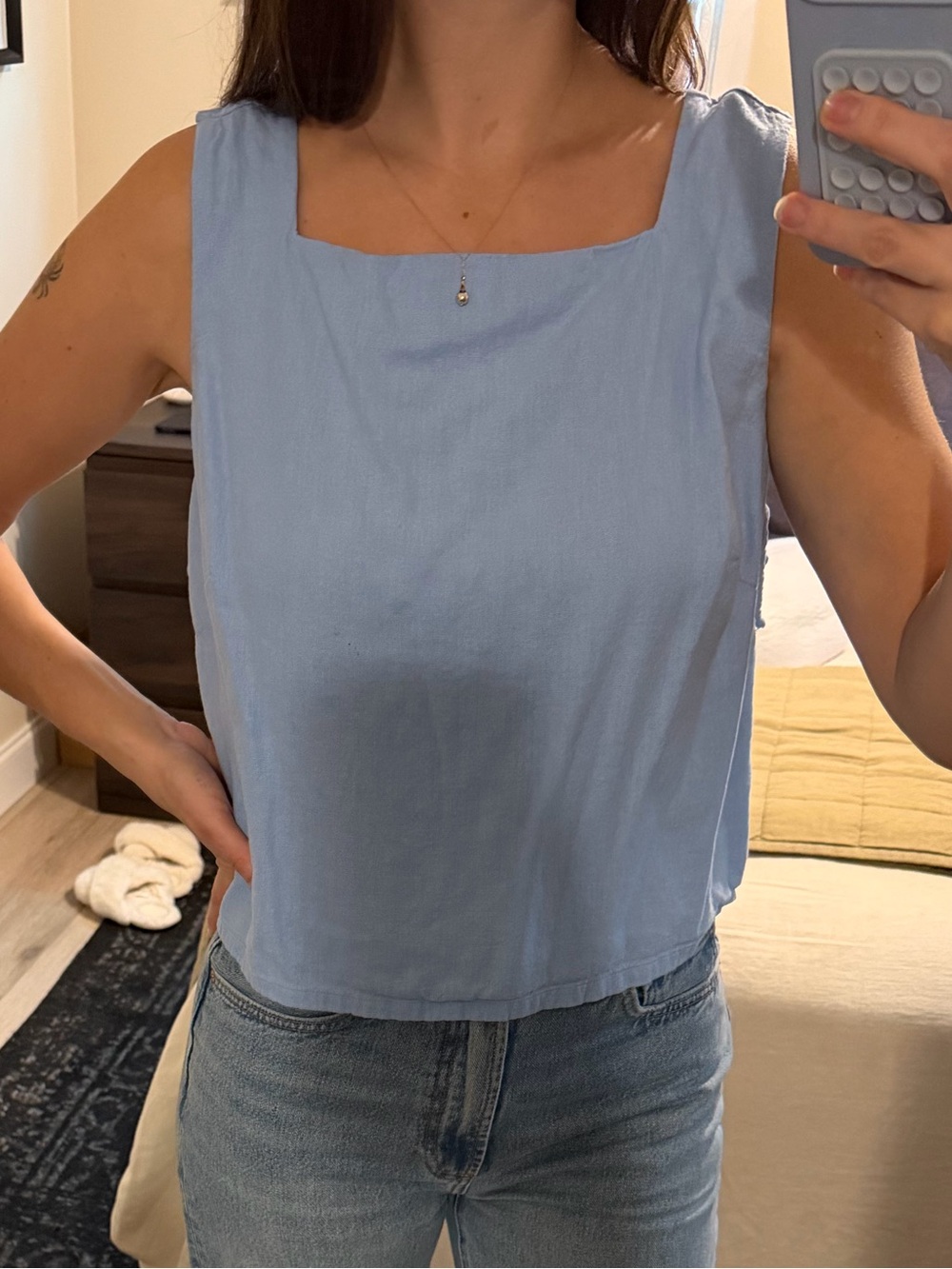 Abercrombie & Fitch Light Blue Square-Neck Tank Top